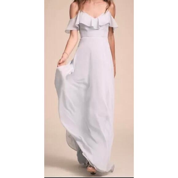 NWT Jenny Yoo Mila Dress Size Flutter Sleeve Light Blue Romantic